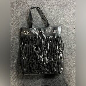 Black Leather Victoria Secret Fringe Bag